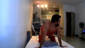 Close-up rimming and pegging in black and red catsuits KellyAErick