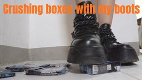 Crushing boxes with my boots