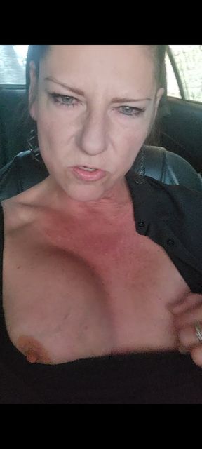American Sexiest and Naughty Milf Car Wash Masturbation and Topless Pantless Drive Home