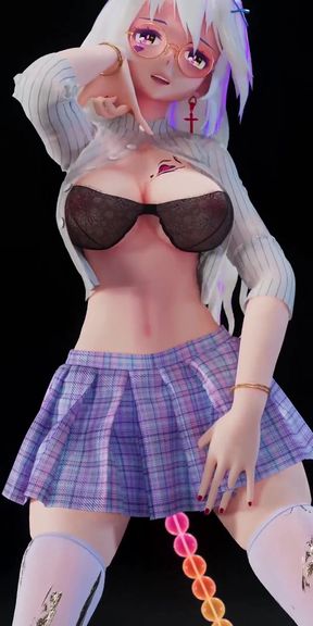 Phone Number Anal Plug Bead Chain Bare-bottomed Ultra-short Skirt White Stockings