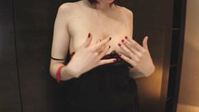 Sensational ginger sexy girl strips & pleasures herself