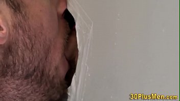 Guy sucks cock at gloryhole and rides