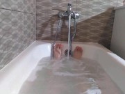 fluffy bush takes a bath and admires hairy legs footfetish GinnaGg