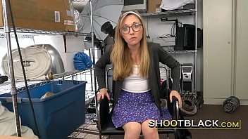 Nerdy blonde gags deep on the agent&#039_s BBC before the banging