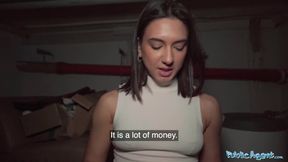 Public Sex Beautiful Brunette Biology Student Cums Over a Stranger Cock