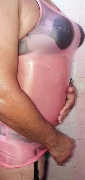 Feeling the Wet Licra Lingerie and Masturbating