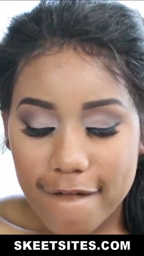 Hot ebony teen with a big ass and big tits oiled and fucked   Clip 1