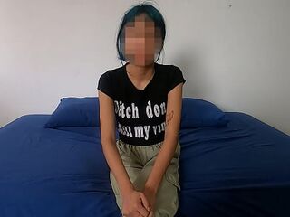 Oh my God! This skinny girl is barely legal! And she already wants to fuck.