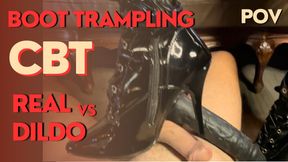 CBT trampling in thigh high boots and latex by Mistress Nicole