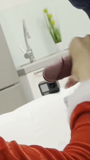 Sexy Santa gives an incredibly hot Handjob by working on a Big Cock for New Year Celebration in Pantyhose   Clip 1