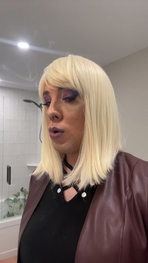 Causal femboy smoking before night out