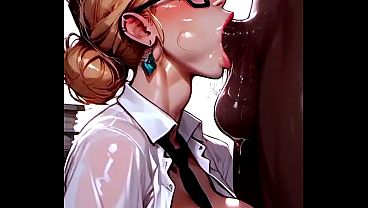 Secret&aacute_ria boqueteira chupando a rola grossa do chef - [Gerado por IA, IA GENERATED]