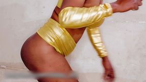 femboy nasty and sexy fuck in golden lingerie while in chastity cage