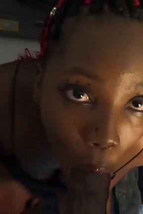 Ebony Bitch Been a Busy Girl Just Started Laundry While Giving Sloppy Blowjob on Knees - Mastermeat1