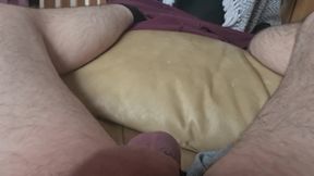 Old Man Lies on the Couch and Jerks off His Big Cock He Loves This