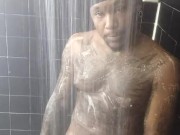 Tattooed  stud jerks dick in the shower