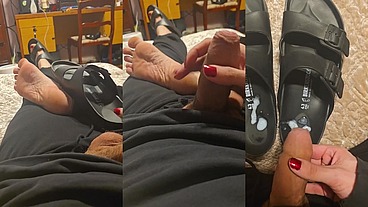 Cumming on my birkenstocks