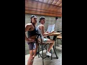 Brazilian jock barebacks Swedish twink in coffee shop