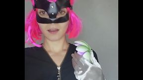 Observe my passionate self-pleasure with a kitty mask and big tits