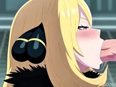 Cynthia serving the new champion