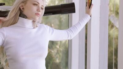 Glam blonde gives an amazing blowjob and rides a BBC