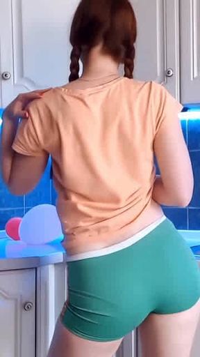 Sexy Redhead College Girl with ponytails and freckles naked on webcam