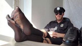 4K Side POV Peeping Tom Punishment - Your Arresting Officer Makes You Sniff His Sweaty Sheer Socks And Goon Whilst Jerking Yourself Off - Foot Domination With Cum Command