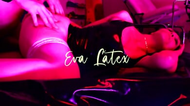 Mature Eva commands the camera in tight latex and leather before taking a thick cock deep from behind