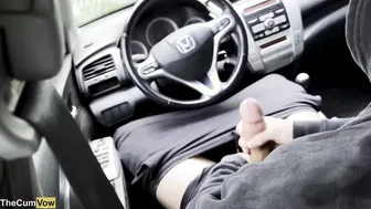 Twink jerking off in gym parking lot and cumming hard