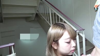 Beautiful Japanese coed with huge boobs fucked hard outside parking garage