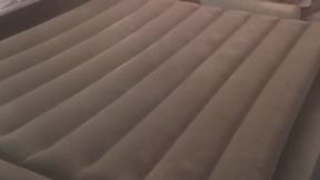 Naked Bear Laying Face Down Cutting Velvet Airbed With Scissors - Vol 2