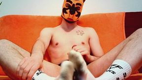 Pup gooning in smelly socks