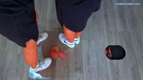 201. Goddess Amber & Miss Lucy - Pressing Your Face, Cock & Balls Flat Under Plexiglass & Our Nike Jordans - Sky Cam - Trample Trampling CBT Ballbusting Facebusting Crushing Crush Shoes Foot Feet Trainers Trainer Fetish