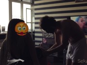 Sex with a beautiful prostitute in black stockings and a corset