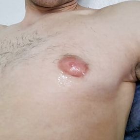 Rubbing Cum on Nipple