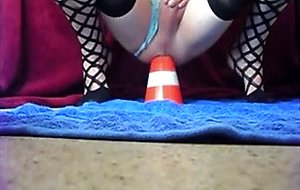 Bunny dilatare huge cone and double apple anal insertion