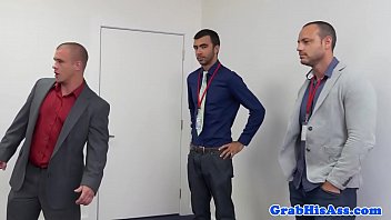 Bondage loving office stud banged by boss