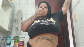 Sexy BBW Enjoys a Quiet Smoke in Her Bathroom