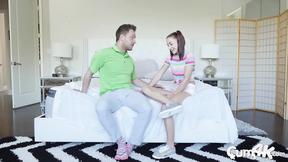 ”Pigtailed Ginger Tiny Teen Step Sister wants more Jizz!”