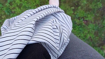 Hot pee wet yoga pants in public garden