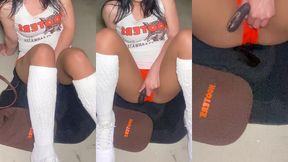no face hooters waitress masturbating outside after work