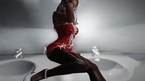 Fucked in public toilet by Skyrim's sexy girl's trampy thighs
