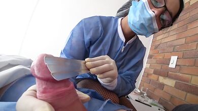 Nurse checks my dick then my gaping ass takes every inch