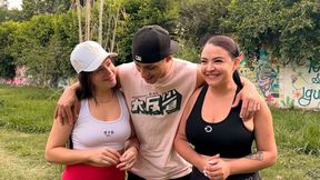 Daniela Gomez, Milan Rodriguez And Ema Ribeiro - Stranger Offers Money To Girlfriends In A Public Park To Fuck Their Tight Pussies