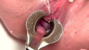 Stream of piss gushes forth from my gaping pussy&#x1F32E;&#xFE0F;, expertly probed by speculum
