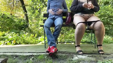 MILF strips leather skirt soaks panties in public BBW fetish