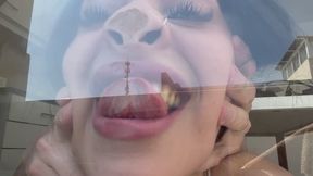 My roommate squashes my face and orders me to clean it with my tongue.