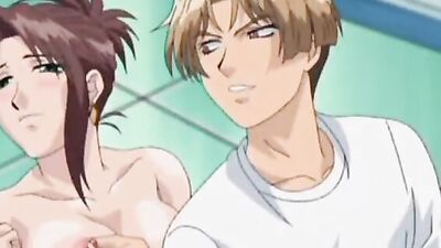 Watch these anime babes take a hard pounding while deepthroating and slobbering on huge tits