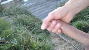 Route to the Beach, Then Masturbate the Big Cock in Front of a Far Fisherman, and I Cum in the Water