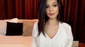 Hot babe playing with her dildo and humping her pillow on cam